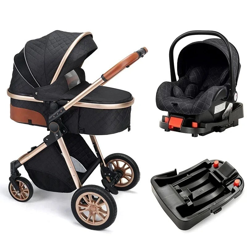 Portable 3in1 Baby Stroller Pram with Car Seat & ISOFIX for Newborns