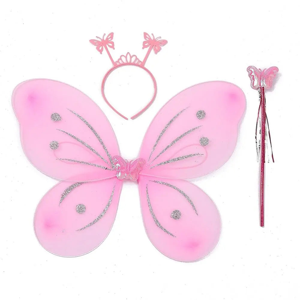 Kids Butterfly Fairy Costume Set – 3-Piece Wings, Headband & Wand for Girls