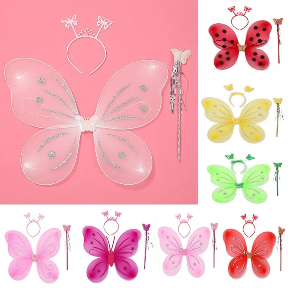 Kids Butterfly Fairy Costume Set – 3-Piece Wings, Headband & Wand for Girls
