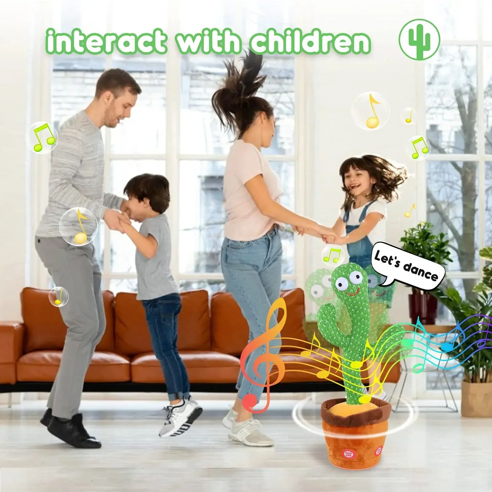 Talking Dancing Cactus Toy – Mimic Plush, 120 Songs, USB Rechargeable, Gift for Kids