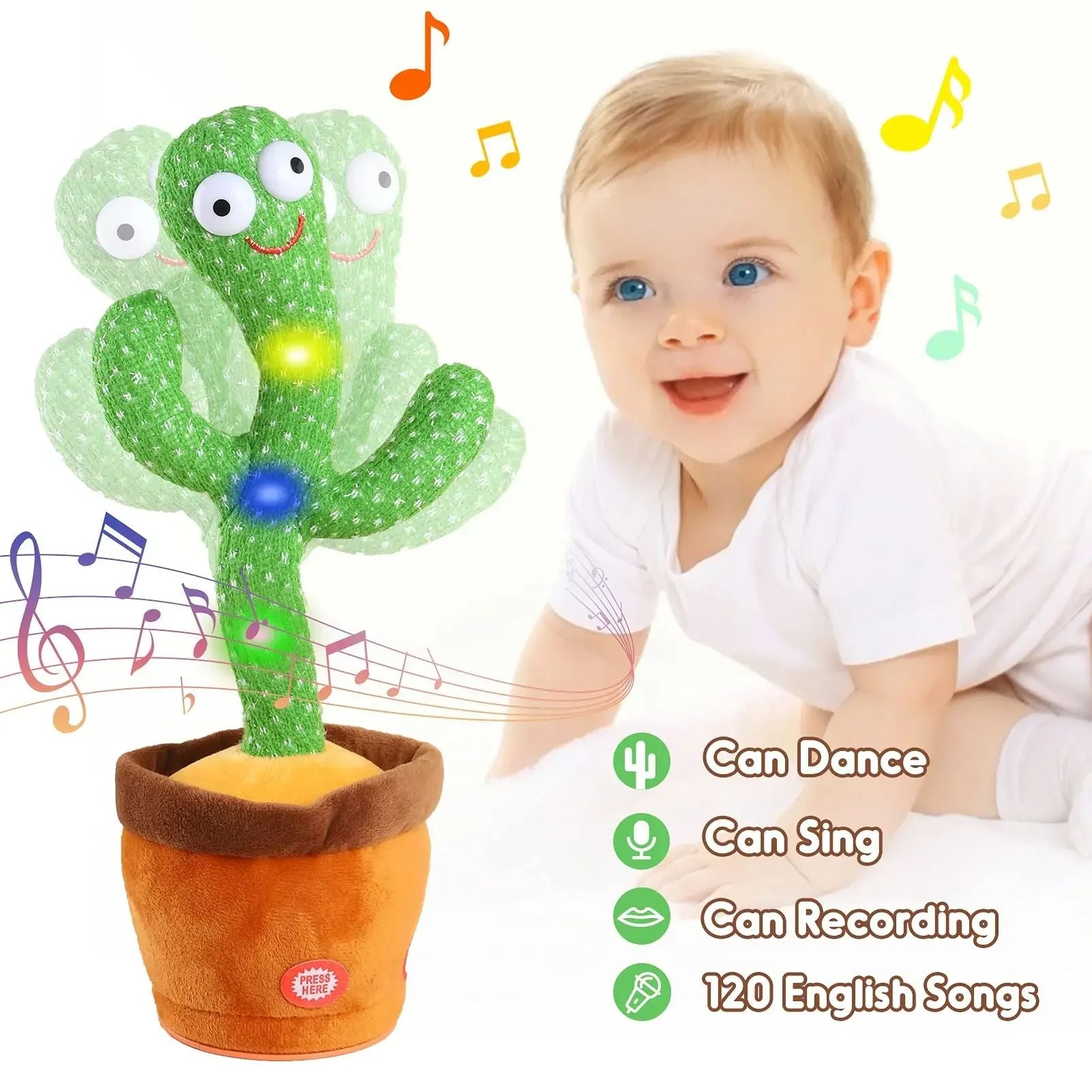 Talking Dancing Cactus Toy – Mimic Plush, 120 Songs, USB Rechargeable, Gift for Kids