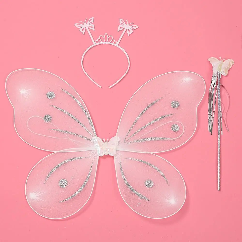 Kids Butterfly Fairy Costume Set – 3-Piece Wings, Headband & Wand for Girls