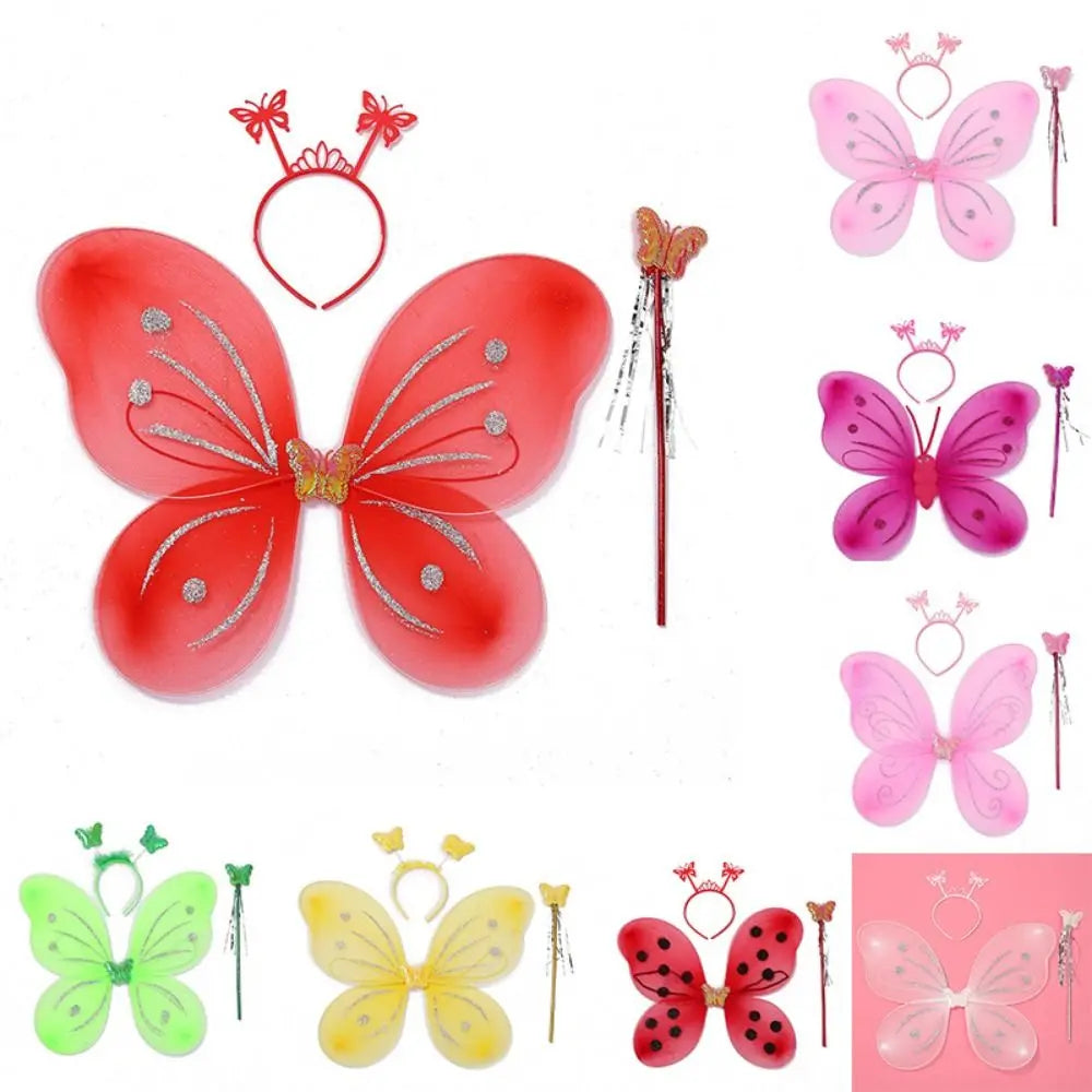 Kids Butterfly Fairy Costume Set – 3-Piece Wings, Headband & Wand for Girls