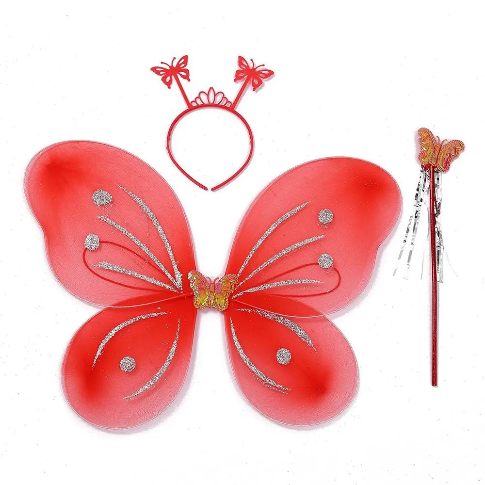 Kids Butterfly Fairy Costume Set – 3-Piece Wings, Headband & Wand for Girls