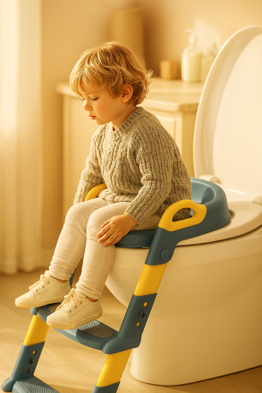 Kids Potty Training Seat Ladder with Soft Cushion for Toddlers Boys Girls