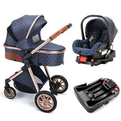Portable 3in1 Baby Stroller Pram with Car Seat & ISOFIX for Newborns