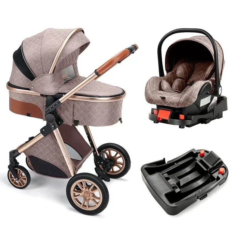 Portable 3in1 Baby Stroller Pram with Car Seat & ISOFIX for Newborns