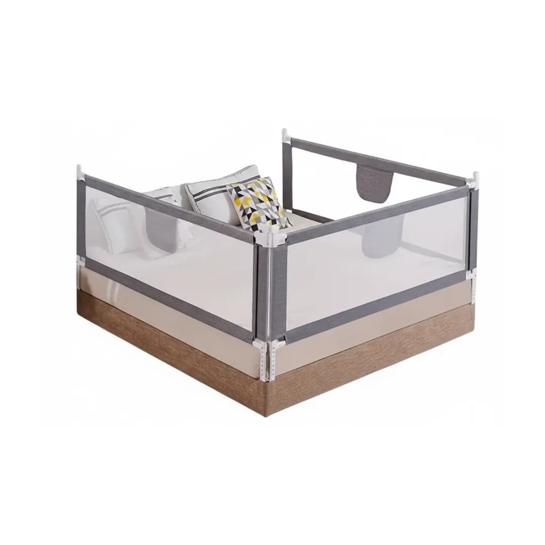Bubby & Maa Baby Safety Bed Fence – Adjustable 110-Level, Gray