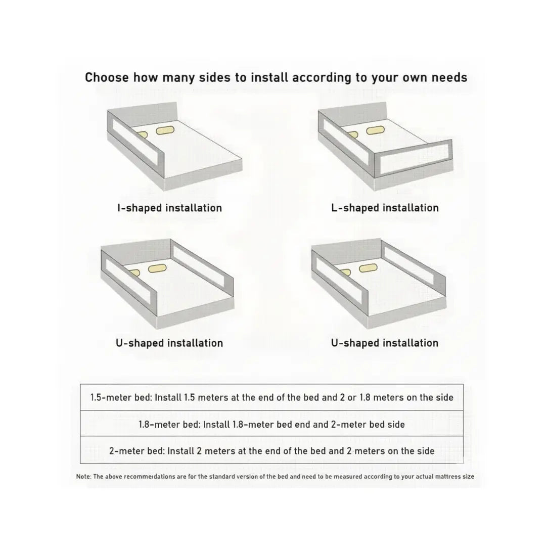 Bubby & Maa Baby Safety Bed Fence – Adjustable 110-Level, Gray