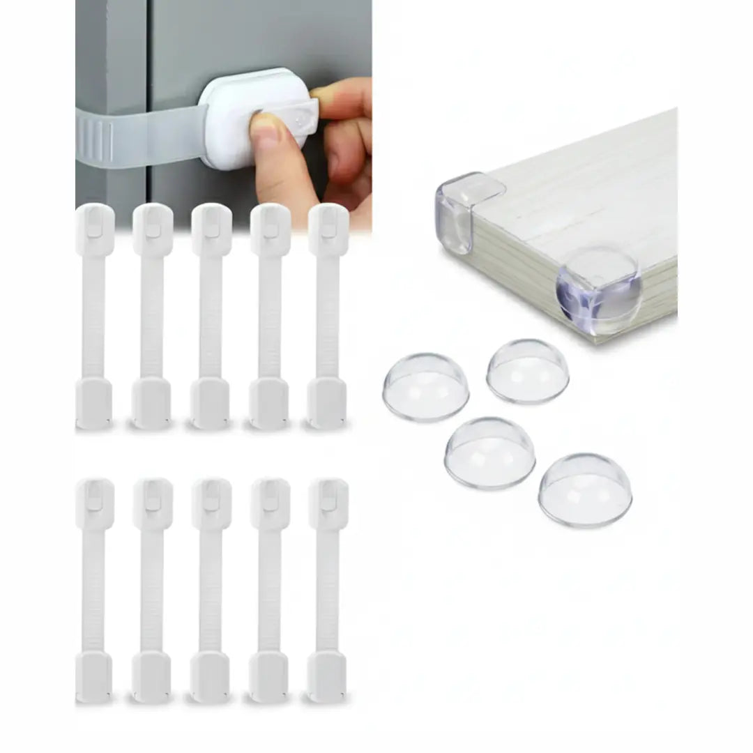 Bubby & Maa Baby Safety Combo Table Corner Protector & Baby Safety Lock Straps