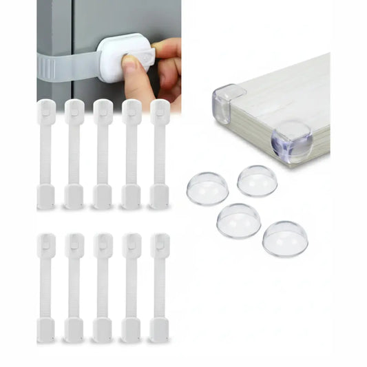 Bubby & Maa Baby Safety Combo Table Corner Protector & Baby Safety Lock Straps