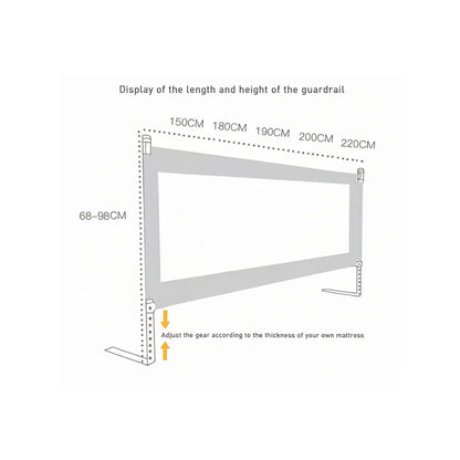 Bubby & Maa Baby Safety Bed Fence – Adjustable 110-Level, Gray