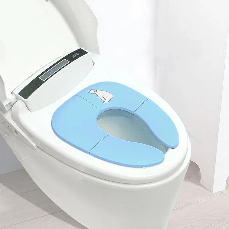 Folding Travel Toilet Seat for Toddlers Non-Slip Fits Round Oval Potty Training