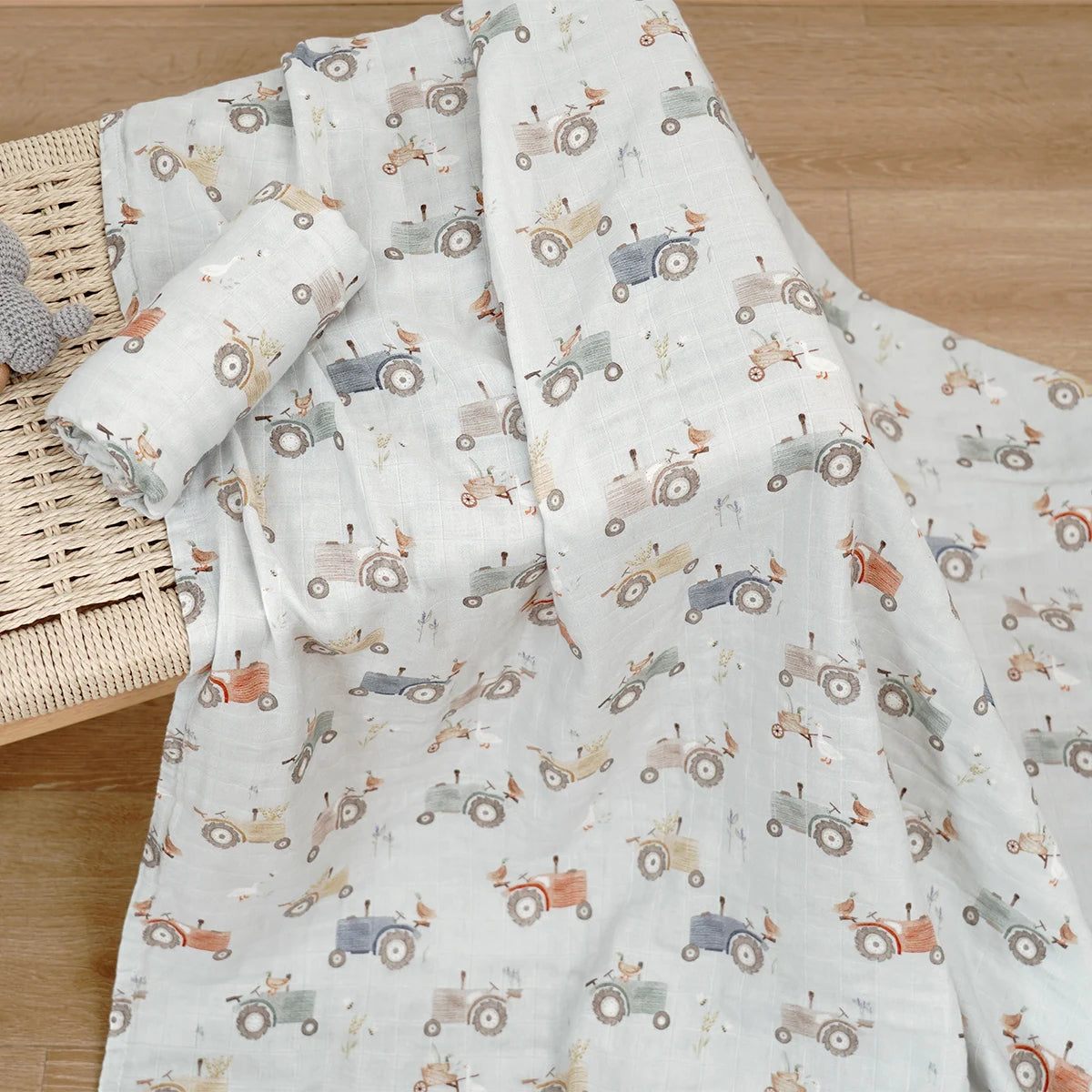 Bamboo Cotton 2-Layer Muslin Swaddle Wrap for Newborns 120x110CM