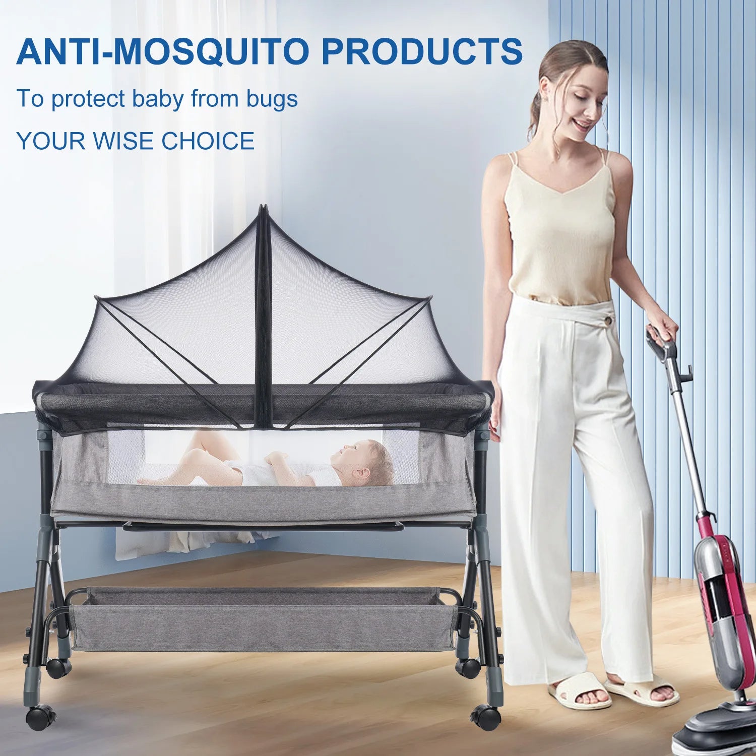Foldable Mosquito Net Crib Tent Breathable Baby Cover Keeps Cats & Bugs Out