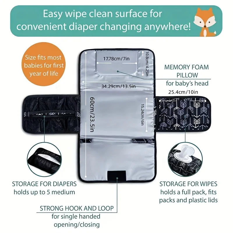 Baby Folding Diaper Changing Pad Travel Mat For Newborns Waterproof Bag