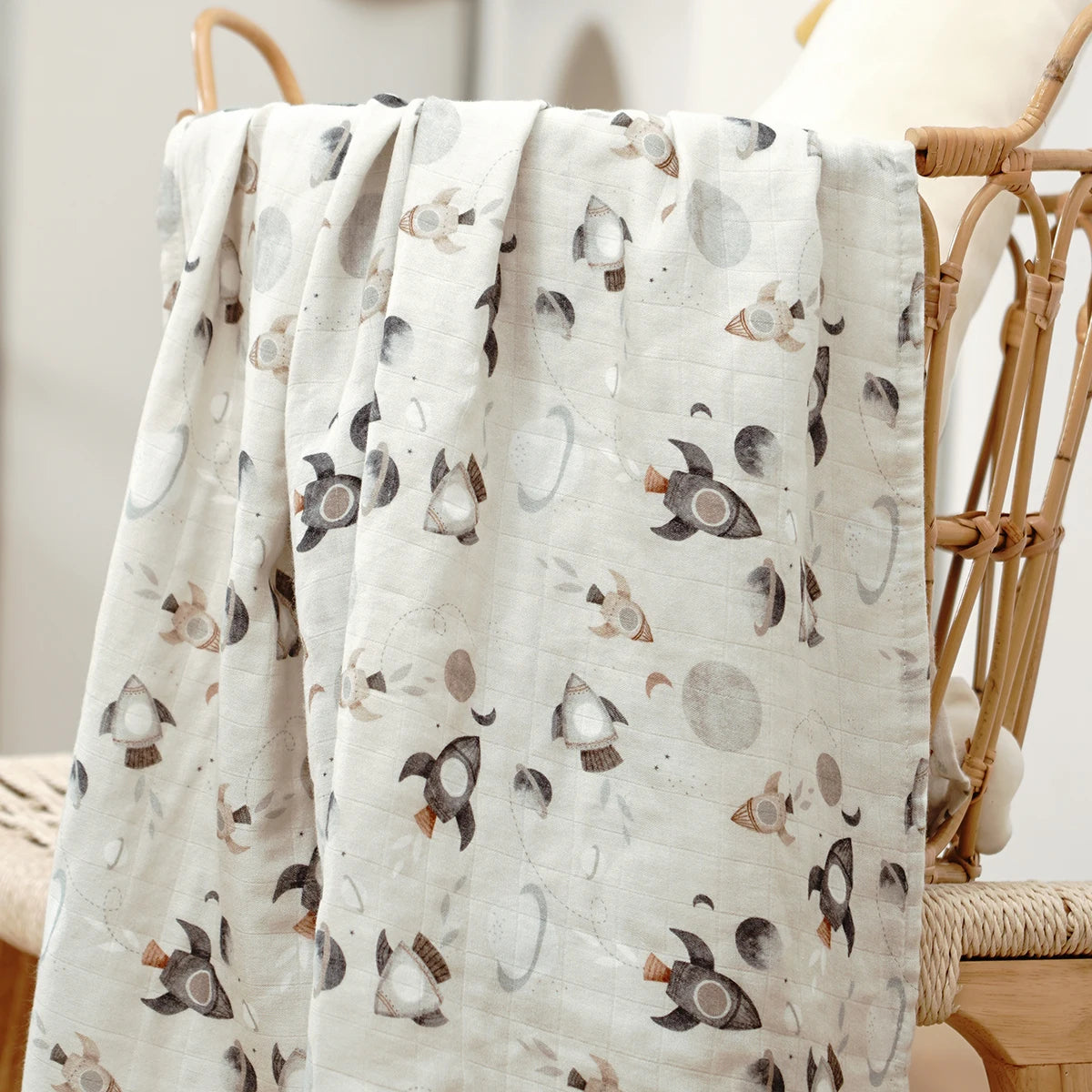Bamboo Cotton 2-Layer Muslin Swaddle Wrap for Newborns 120x110CM