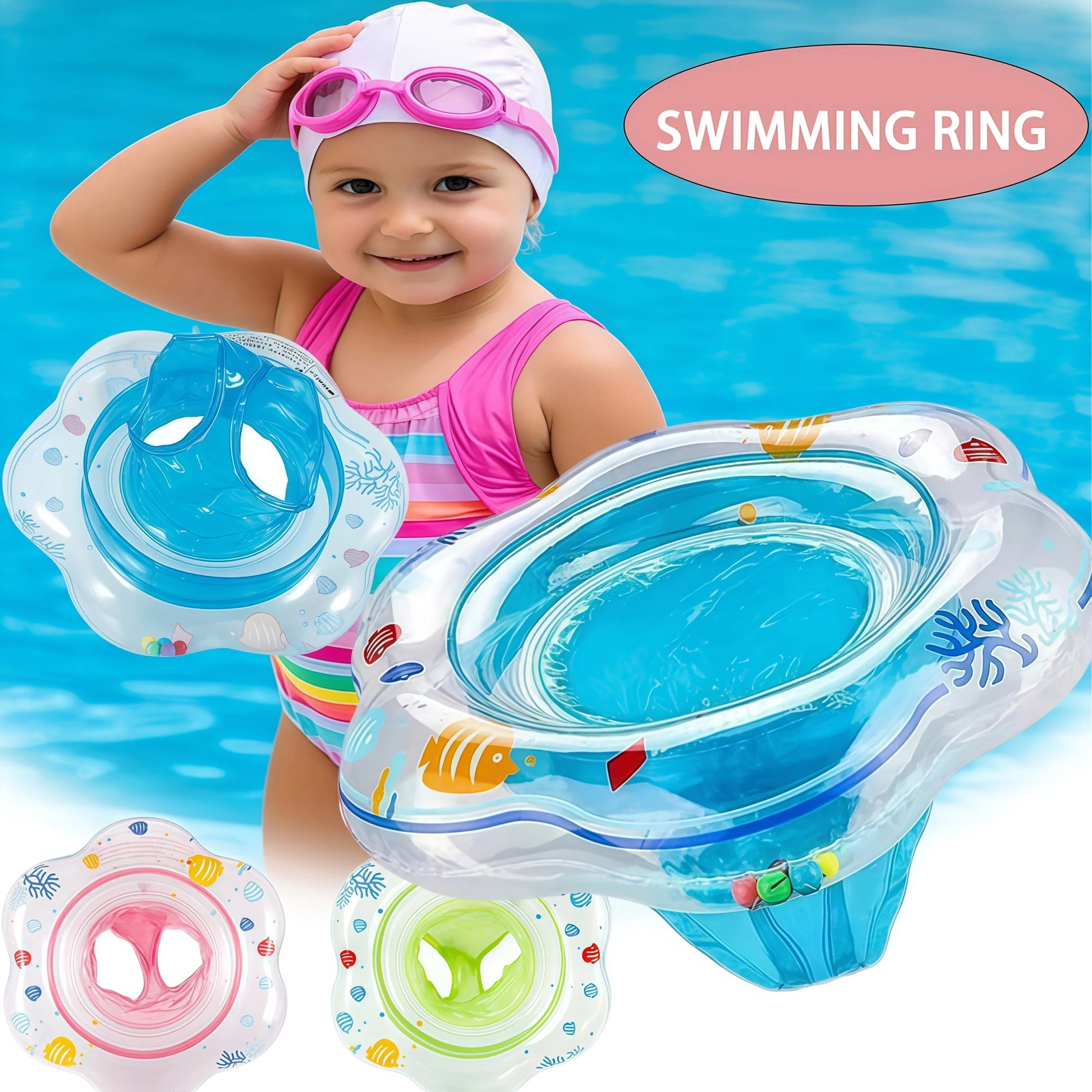 Inflatable Baby Swim Ring With Double Safety Airbags Seat Swimming Trainer