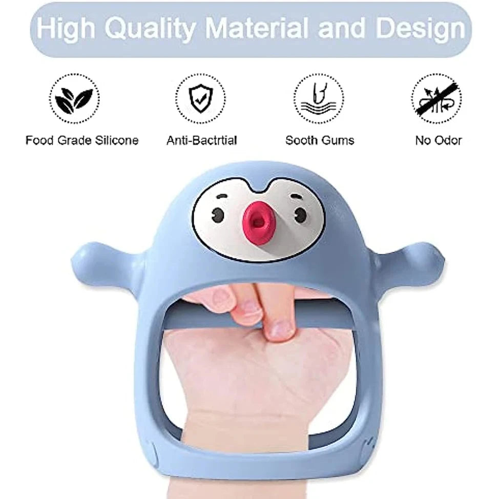Penguin Buddy Smily Mia Never Drop Silicone Baby Teething Toy for 0-6 months