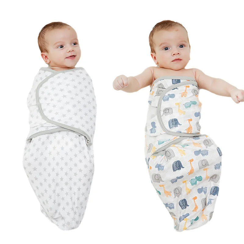 Newborn Baby Swaddle Blanket & Hat Set – Soft Muslin Sleeping Wrap