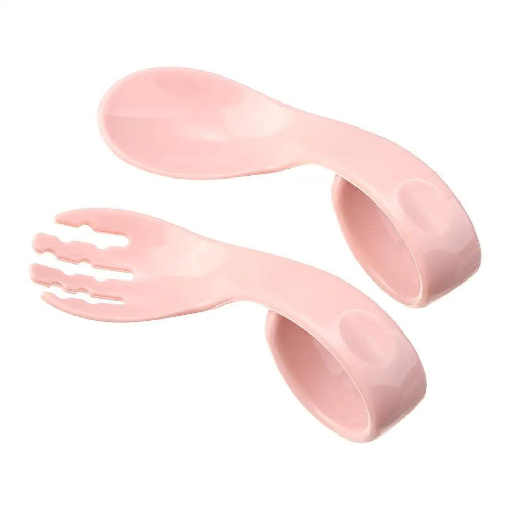 Utensils Solid Color Twist Fork Spoon Suit Baby Infant Training 2Pcs Set
