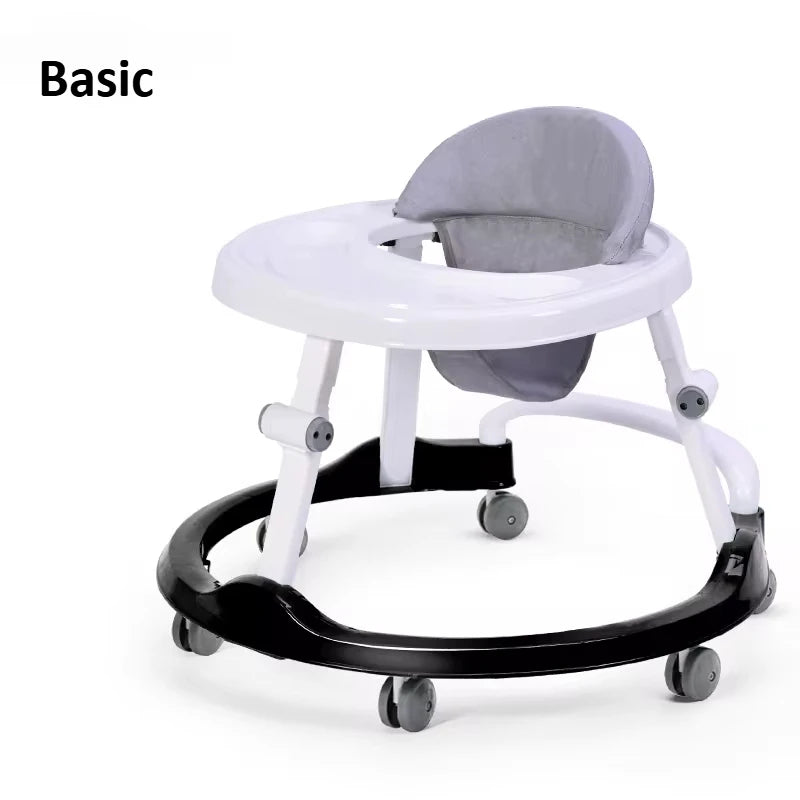 Foldable Baby Walker with Wheels Adjustable Height & Activity Tray