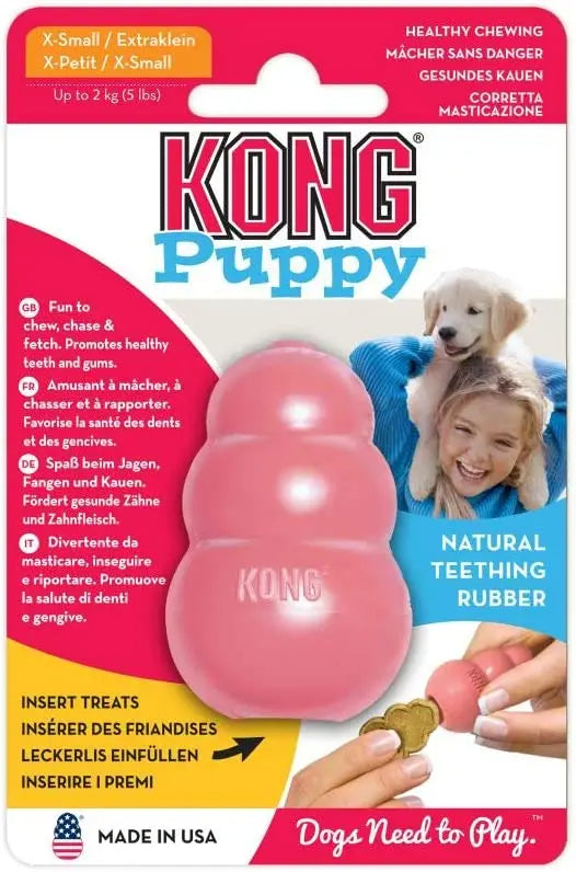 KONG Puppy Teething Toy  Natural Rubber for Chewing Fetching & Play