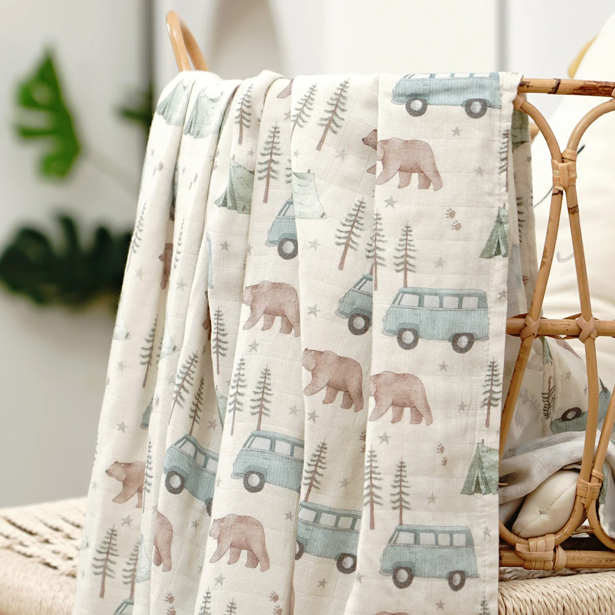 Bamboo Cotton 2-Layer Muslin Swaddle Wrap for Newborns 120x110CM