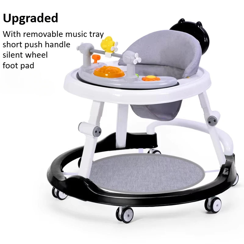 Foldable Baby Walker with Wheels Adjustable Height & Activity Tray