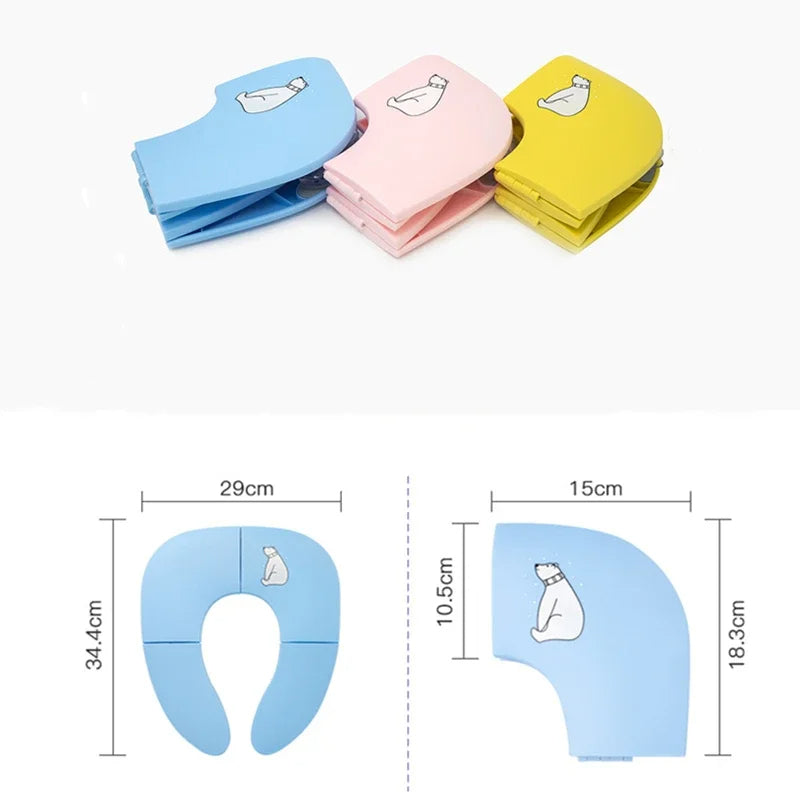 Folding Travel Toilet Seat for Toddlers Non-Slip Fits Round Oval Potty Training