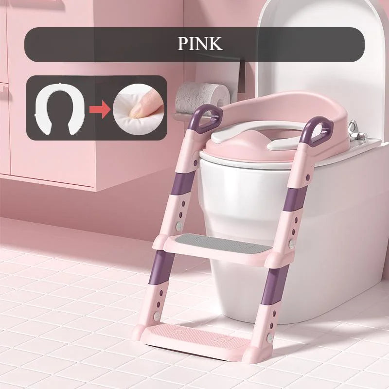 Kids Potty Training Seat Ladder with Soft Cushion for Toddlers Boys Girls