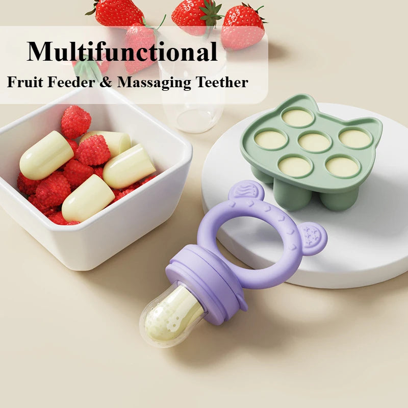 Baby Fruit Food Feeder Silicone Breastmilk Popsicle Molds Fruit Pacifier Feed