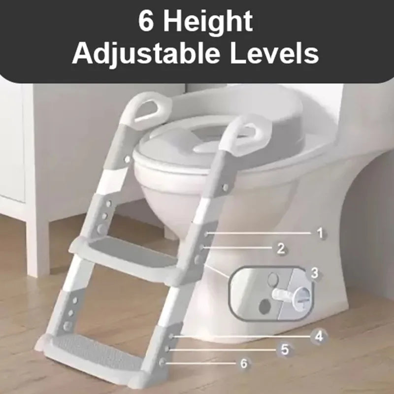 Kids Potty Training Seat Ladder with Soft Cushion for Toddlers Boys Girls