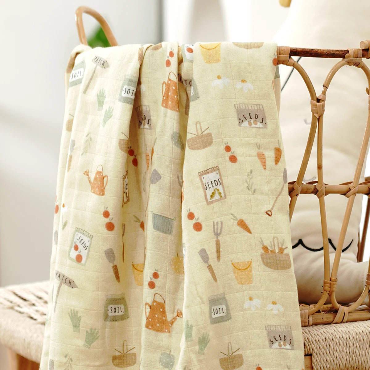 Bamboo Cotton 2-Layer Muslin Swaddle Wrap for Newborns 120x110CM