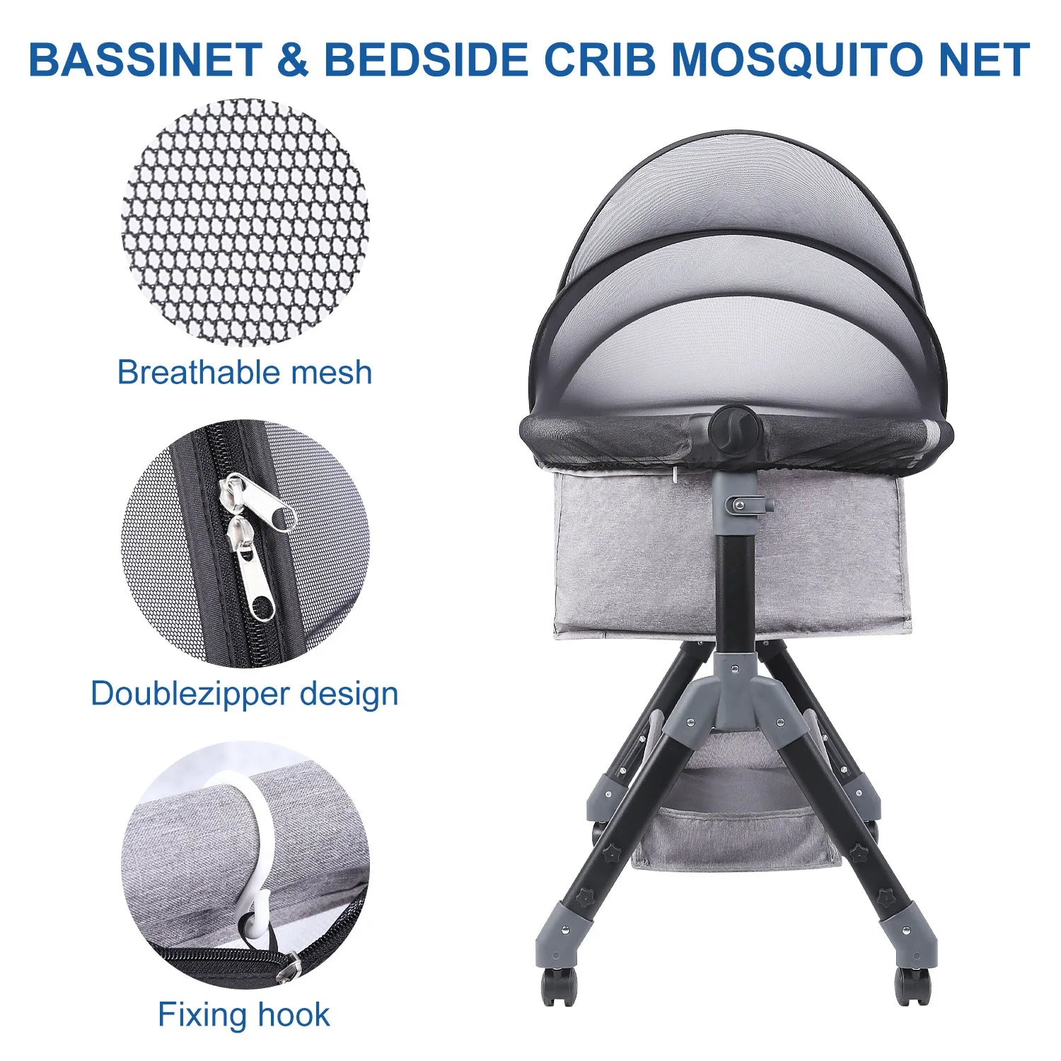 Foldable Mosquito Net Crib Tent Breathable Baby Cover Keeps Cats & Bugs Out