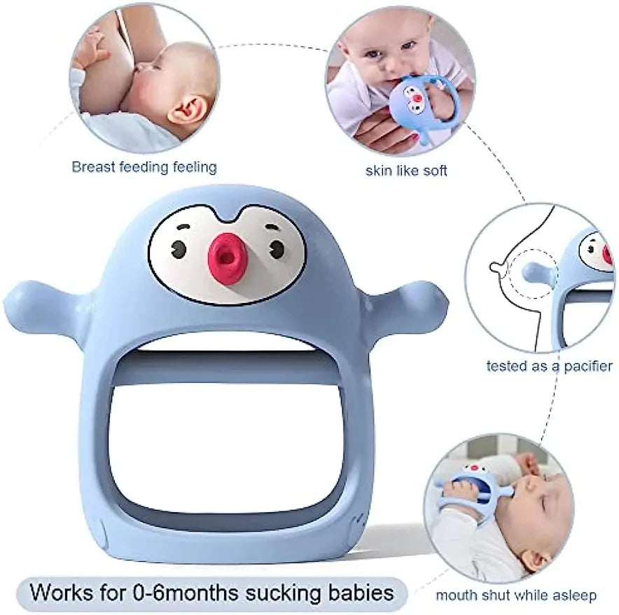 Penguin Buddy Smily Mia Never Drop Silicone Baby Teething Toy for 0-6 months