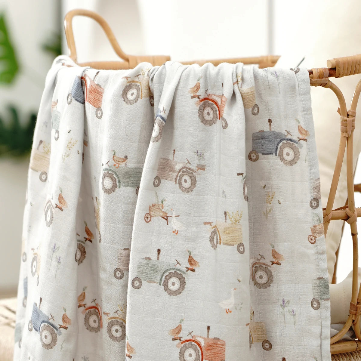 Bamboo Cotton 2-Layer Muslin Swaddle Wrap for Newborns 120x110CM