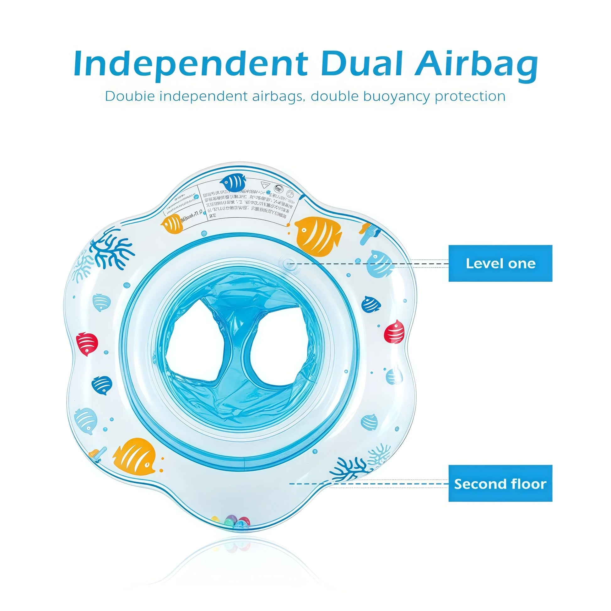 Inflatable Baby Swim Ring With Double Safety Airbags Seat Swimming Trainer