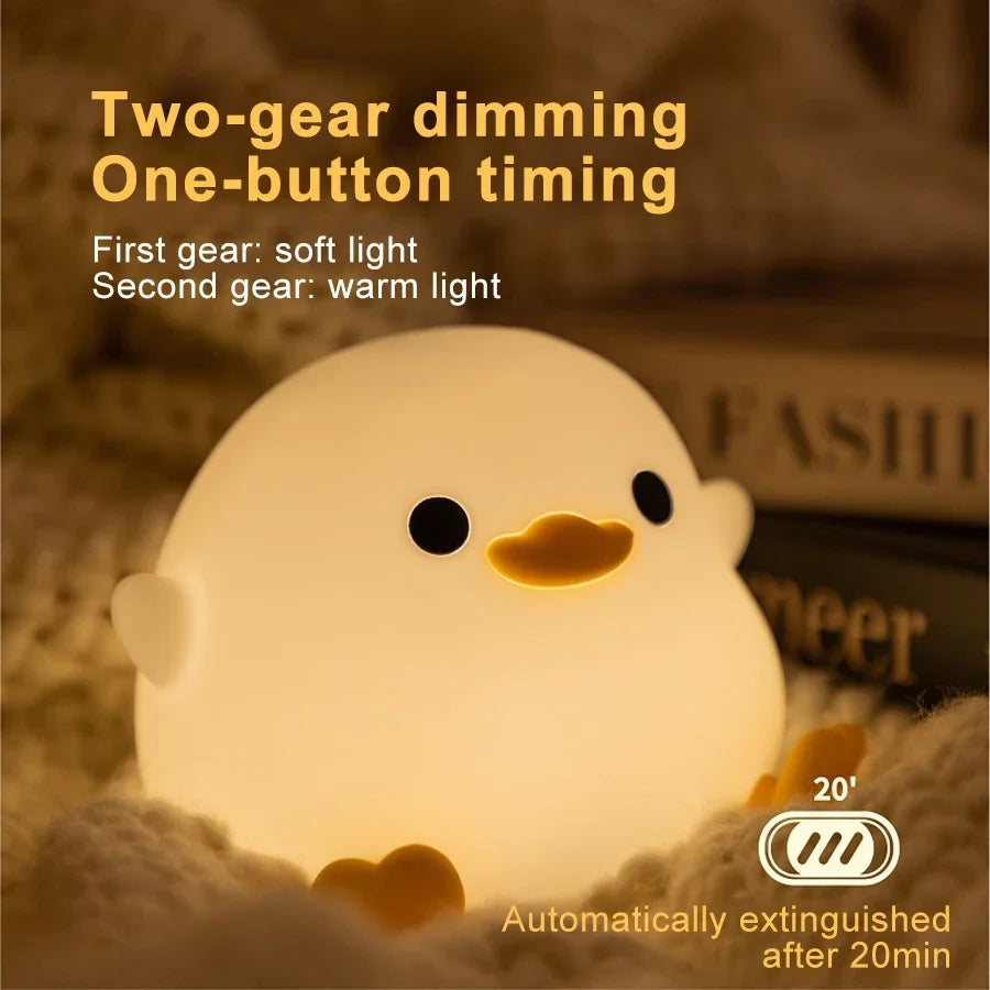 USB Rechargeable Duck LED Night Light for Kids Touch Timer & Dimming Gift