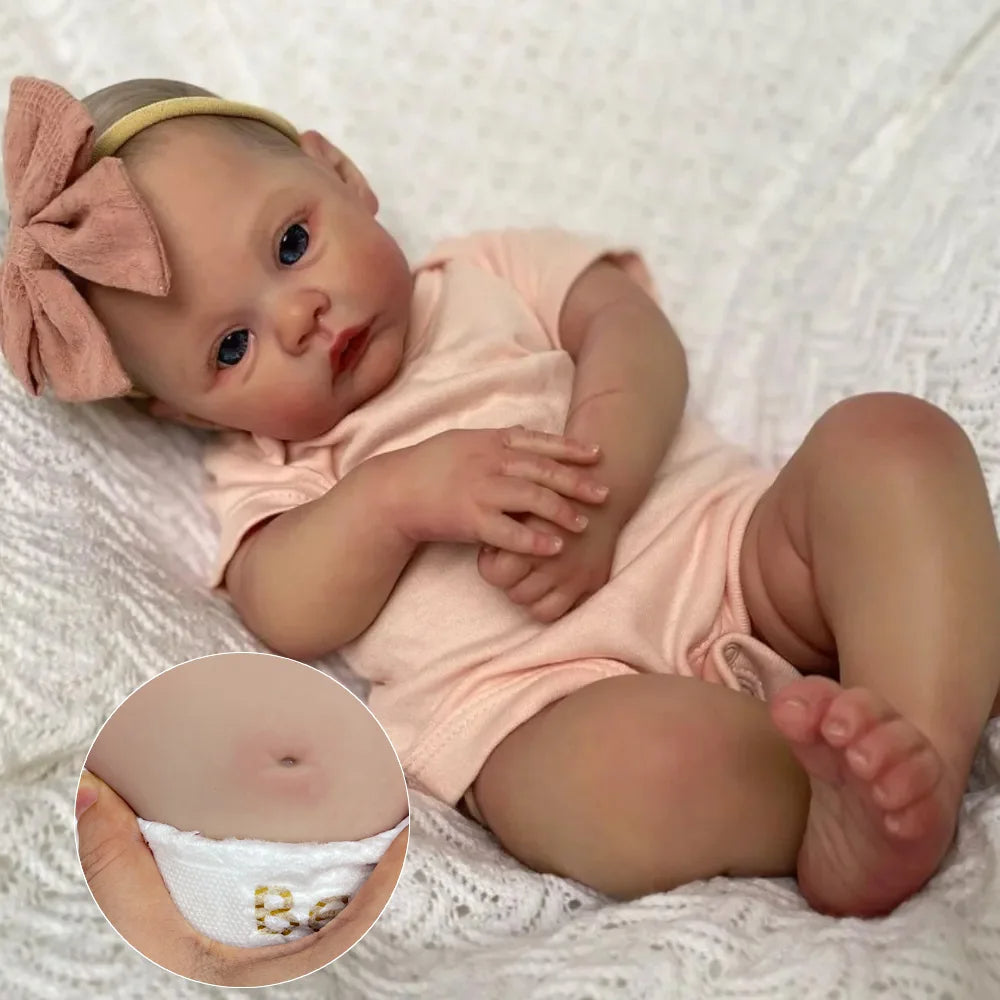 Realistic 45cm Reborn Baby Girl Doll Full Silicone Body & 3D Painted Toy