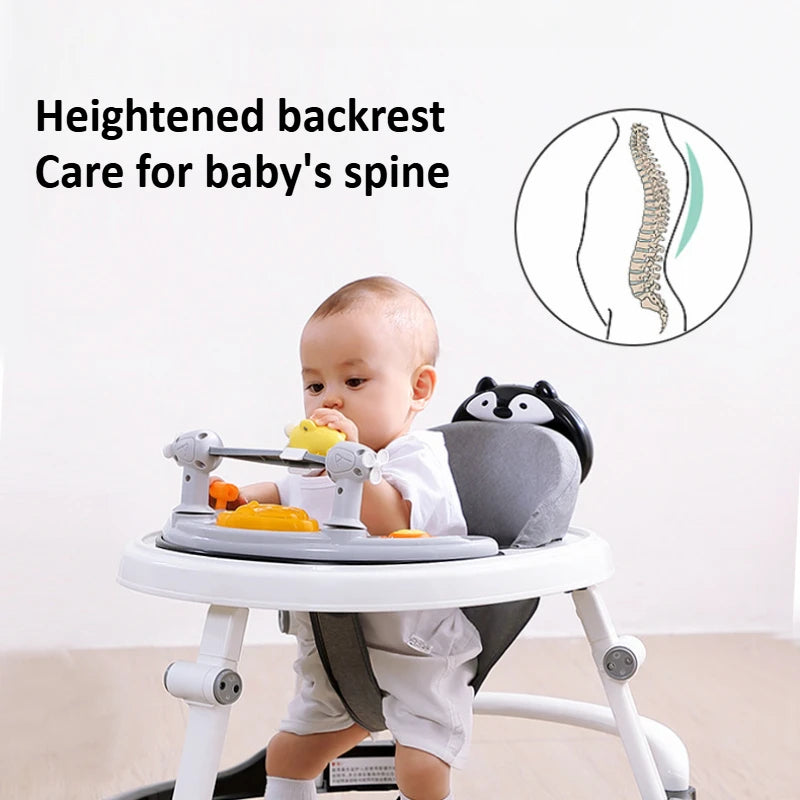 Foldable Baby Walker with Wheels Adjustable Height & Activity Tray