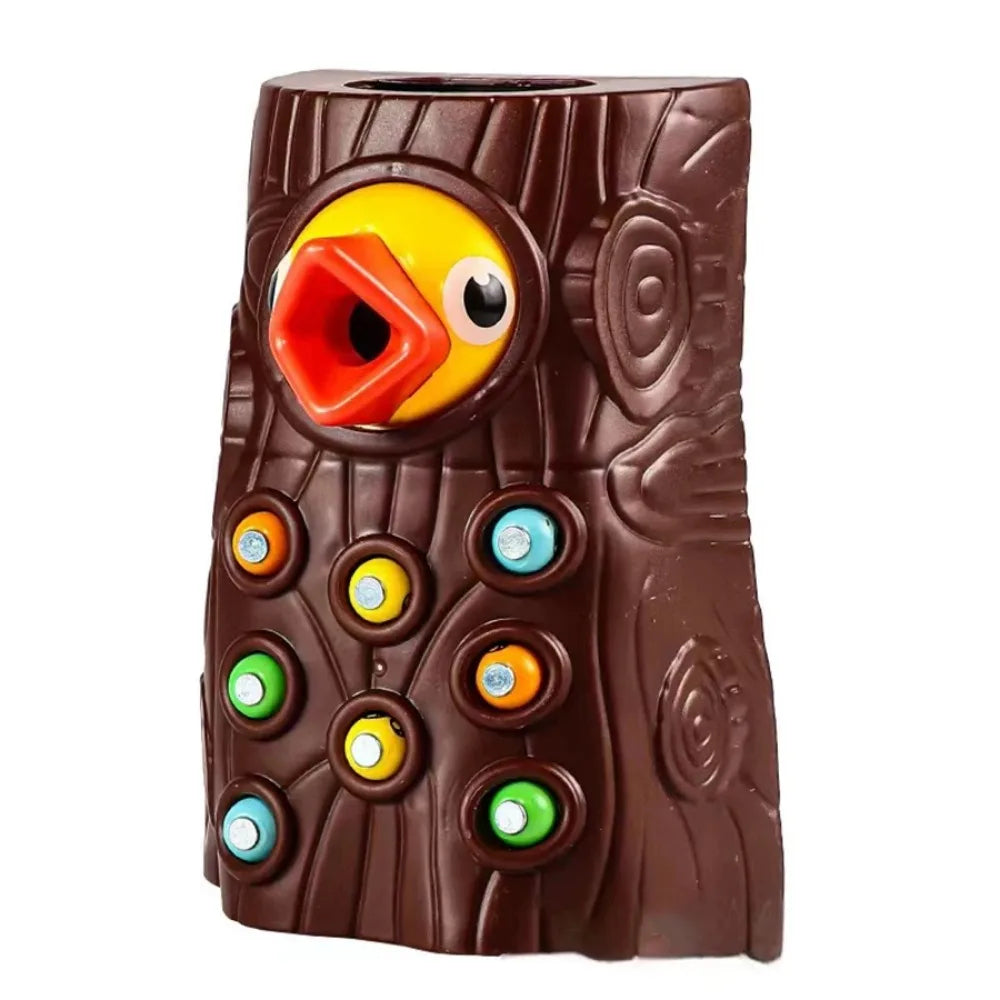 Montessori Magnetic Woodpecker Toy Kids Worm Bugs Catch Bird Learning Game