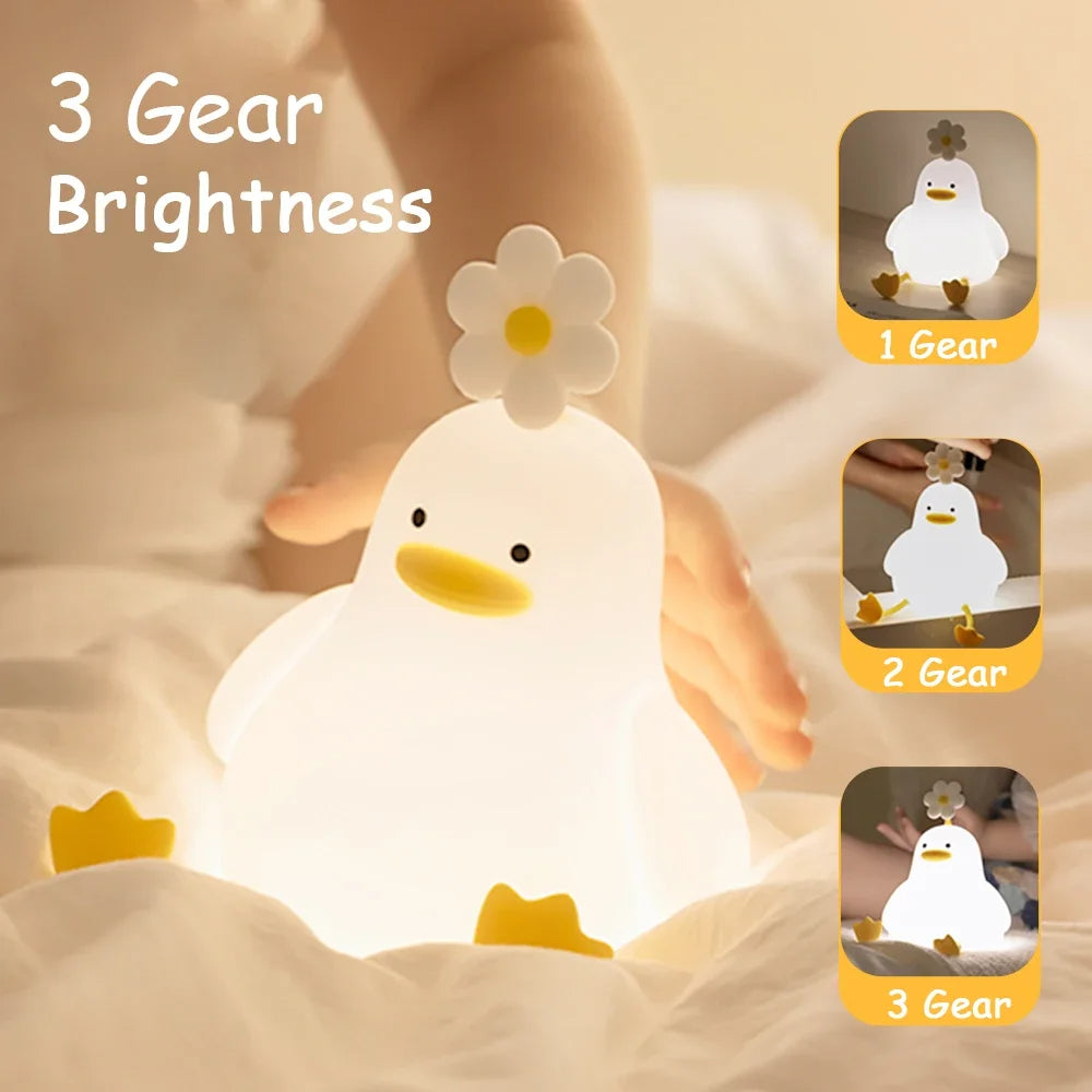 USB Rechargeable Duck LED Night Light for Kids Touch Timer & Dimming Gift