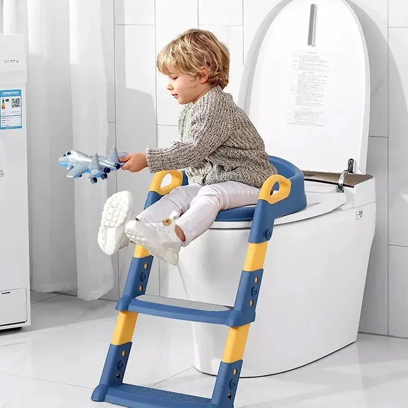 Kids Potty Training Seat Ladder with Soft Cushion for Toddlers Boys Girls