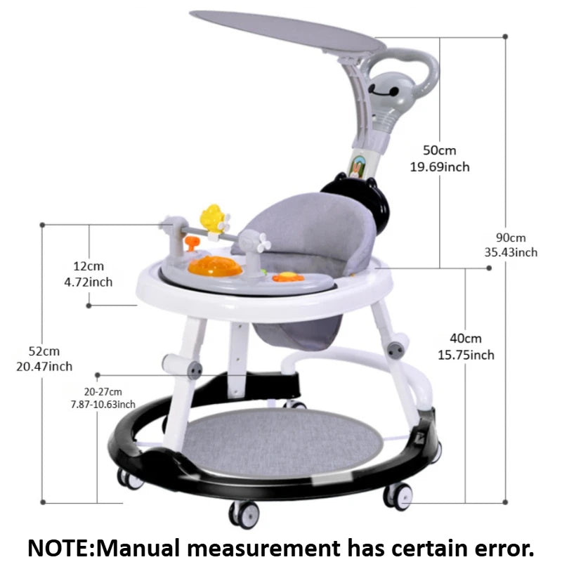 Foldable Baby Walker with Wheels Adjustable Height & Activity Tray