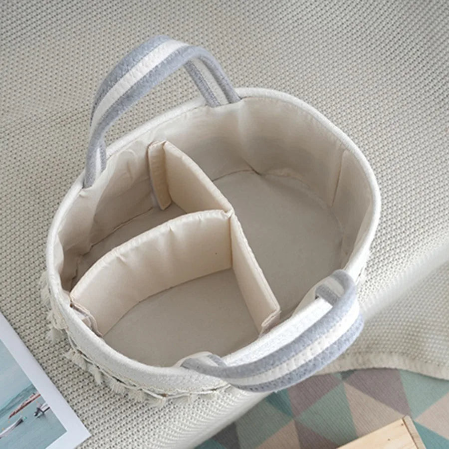 Diaper Caddy Organizer Large Cotton Rope Nursery Baby Basket Storage Bag