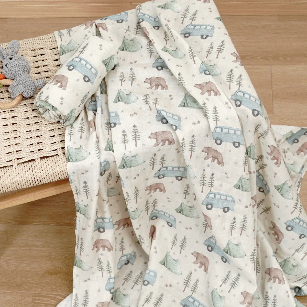 Bamboo Cotton 2-Layer Muslin Swaddle Wrap for Newborns 120x110CM