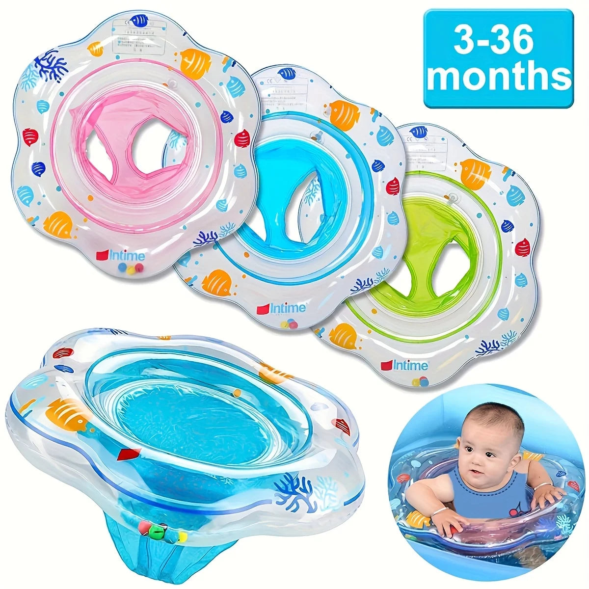 Inflatable Baby Swim Ring With Double Safety Airbags Seat Swimming Trainer