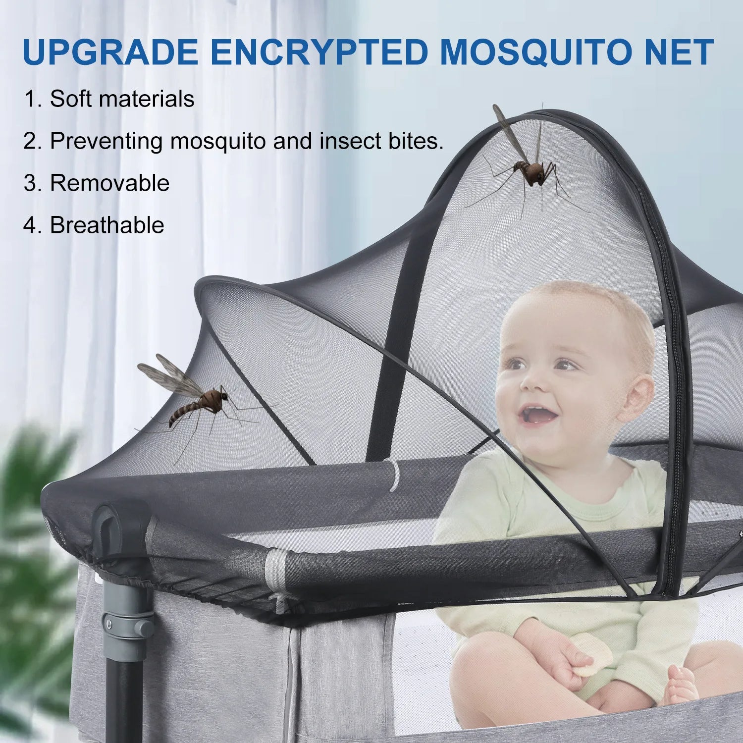 Foldable Mosquito Net Crib Tent Breathable Baby Cover Keeps Cats & Bugs Out