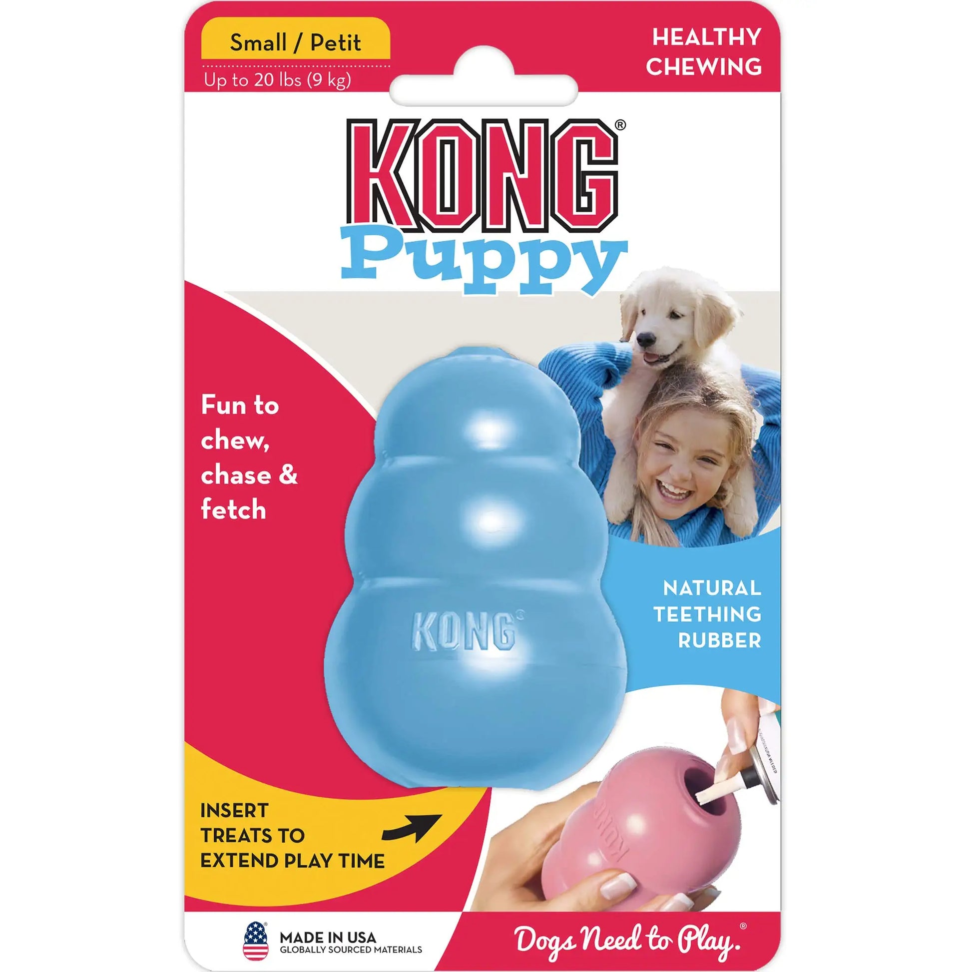 KONG Puppy Teething Toy  Natural Rubber for Chewing Fetching & Play